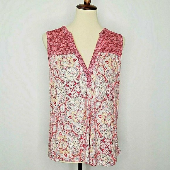 Ink+Ivy Sleeveless Pink Paisley Top Size M - Picture 2 of 8